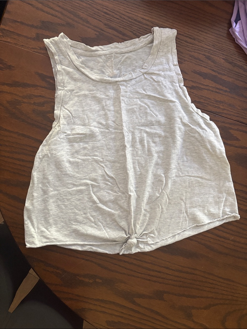 aerie Light Gray Cropped Knot-Front Tank Top